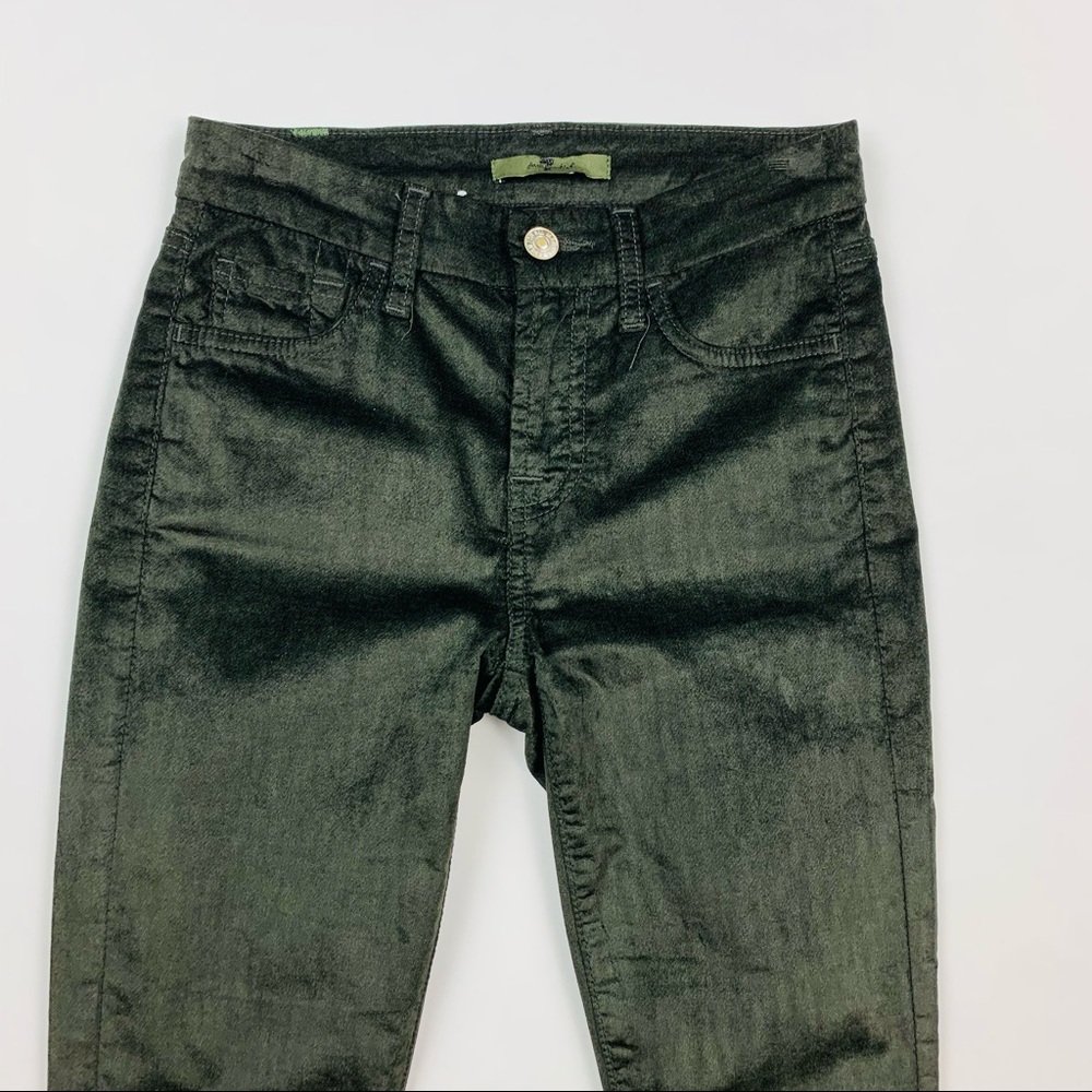 7 For All Mankind Green Velvet Skinny Jeans Sz 24 - Picture 3 of 10
